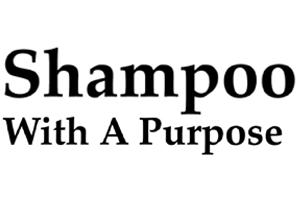 Shampoo with a purpose logo in black